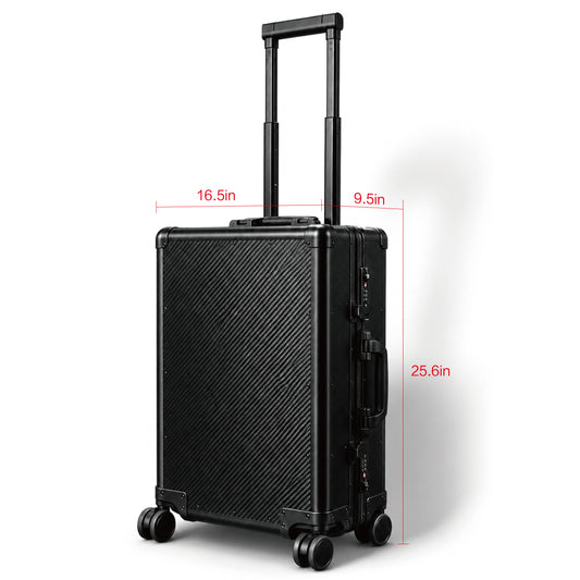 Luxury Carbon Fiber Carry-On Luggage – Assembled Carbon Fiber & Aluminum Alloy Suitcase with Spinner Wheels, TSA Lock & USB Charging Port