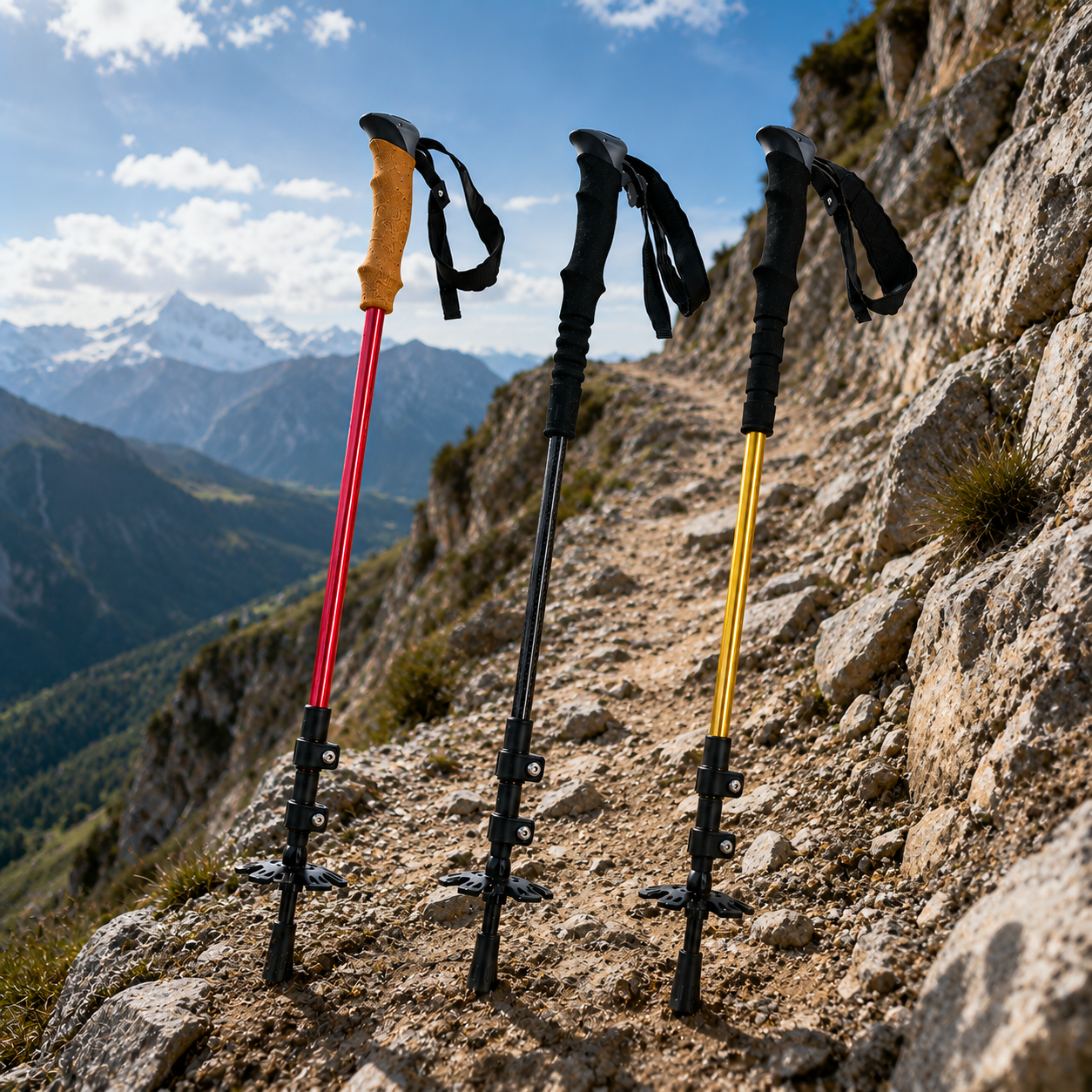 3K Carbon Fiber Trekking Poles – Tungsten Steel Tip, 3-Section External Lock, Anti-Slip Grip, Mud & Snow Baskets Included, 22.8–45.2in Adjustable