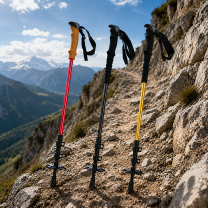3K Carbon Fiber Trekking Poles – Tungsten Steel Tip, 3-Section External Lock, Anti-Slip Grip, Mud & Snow Baskets Included, 22.8–45.2in Adjustable
