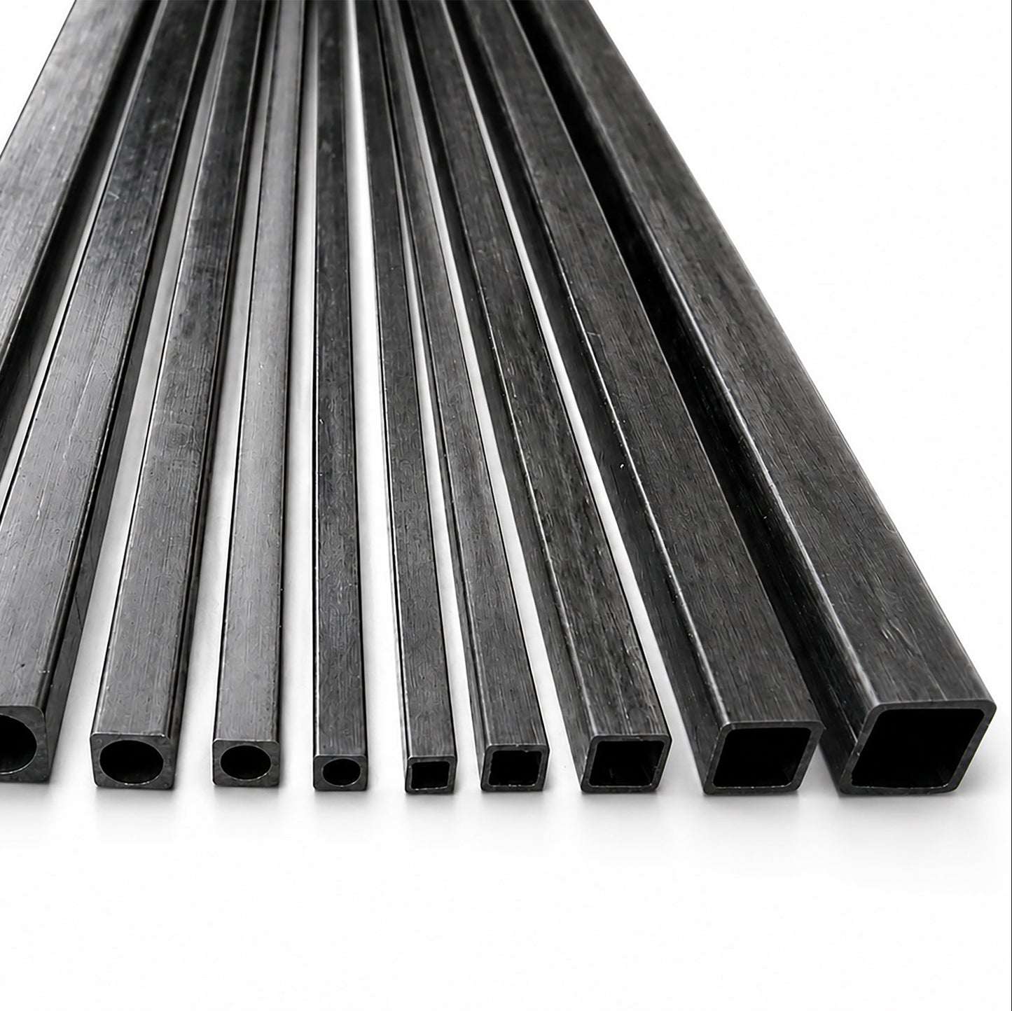 100% Carbon Fiber Square Tube – Outer Square / Inner Round, Multiple Sizes Available, 500mm Length for Drone & UAV Applications