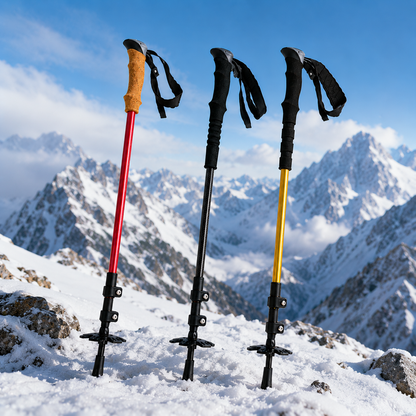 3K Carbon Fiber Trekking Poles – Tungsten Steel Tip, 3-Section External Lock, Anti-Slip Grip, Mud & Snow Baskets Included, 22.8–45.2in Adjustable