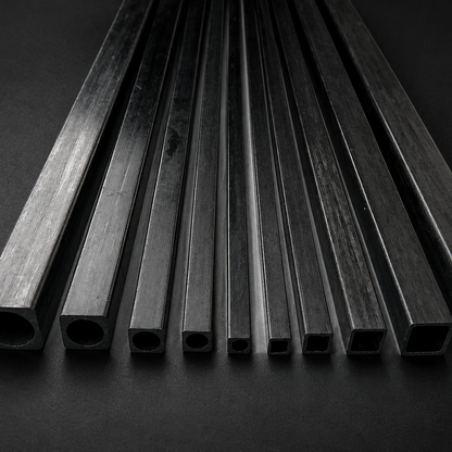 100% Carbon Fiber Square Tube – Outer Square / Inner Round, Multiple Sizes Available, 500mm Length for Drone & UAV Applications
