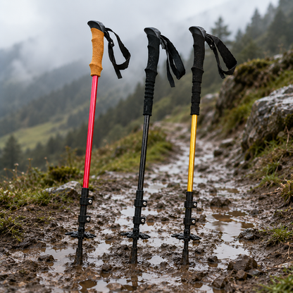 3K Carbon Fiber Trekking Poles – Tungsten Steel Tip, 3-Section External Lock, Anti-Slip Grip, Mud & Snow Baskets Included, 22.8–45.2in Adjustable