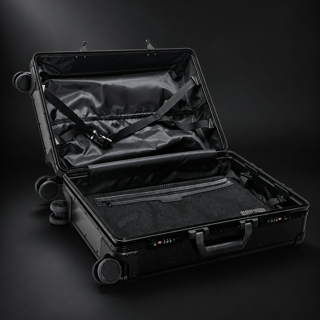 Luxury Carbon Fiber Carry-On Luggage – Assembled Carbon Fiber & Aluminum Alloy Suitcase with Spinner Wheels, TSA Lock & USB Charging Port