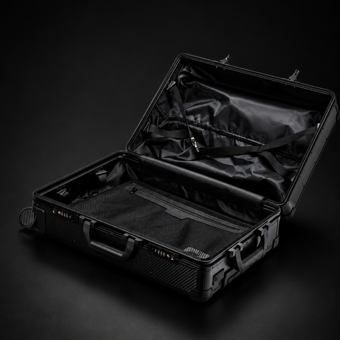 Luxury Carbon Fiber Carry-On Luggage – Assembled Carbon Fiber & Aluminum Alloy Suitcase with Spinner Wheels, TSA Lock & USB Charging Port