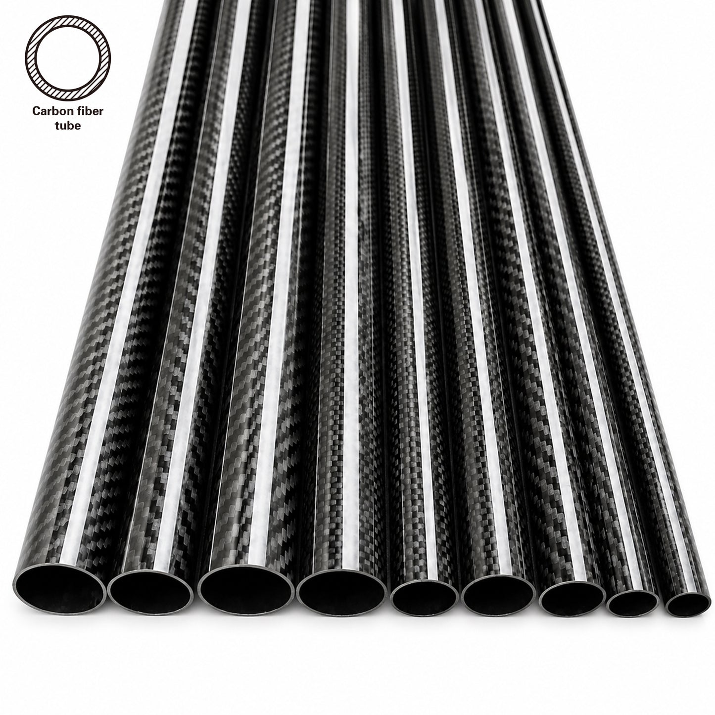 3K 100% Carbon Fiber Roll Wrapped Tube – Glossy/Matte Finish, 500mm Length for Drone & UAV Applications