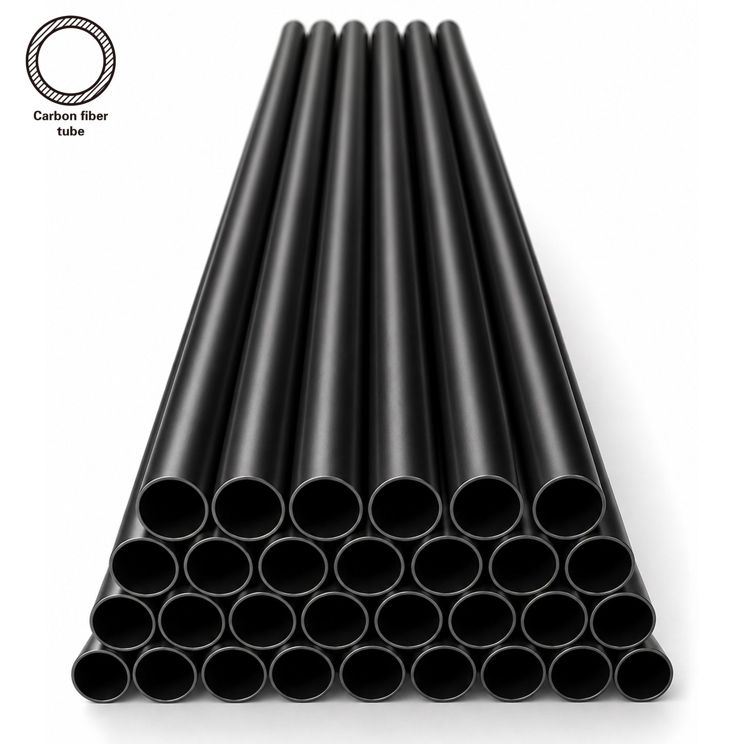100% Carbon Fiber Tube – Multiple Sizes Available, 500mm Length for Drone & UAV Applications
