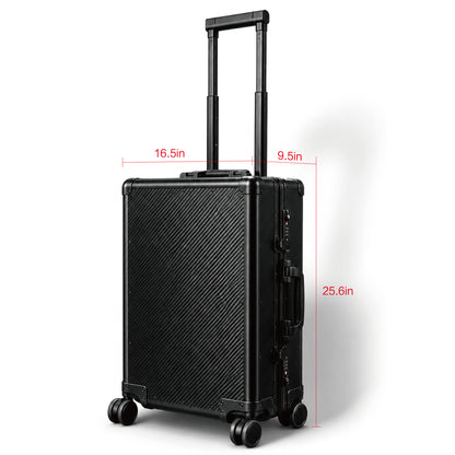 Luxury Carbon Fiber Carry-On Luggage – Assembled Carbon Fiber & Aluminum Alloy Suitcase with Spinner Wheels, TSA Lock & USB Charging Port